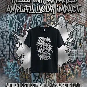 Amplify Your Impact Authentic Streetwear Unapologetic Flair Black T-Shirt with Bold Graffiti Design
