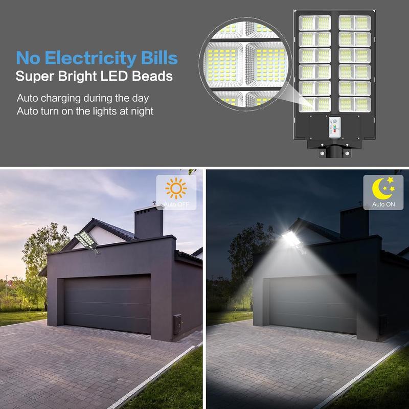 2 PACK INSDEA 8200W Solar Street Light with Motion Sensor,  Dusk to Dawn Solar Flood Lights, Outdoor Waterproof LED Security Lights for Garden, Yard, Parking Lot