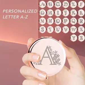 Letter & Floral Engraved Travel Makeup Mirror, 1 Count Portable Folding Mirror, Mini Handheld Mirror, Daily Holiday Birthday Gift for Grandparents Mom Sisters