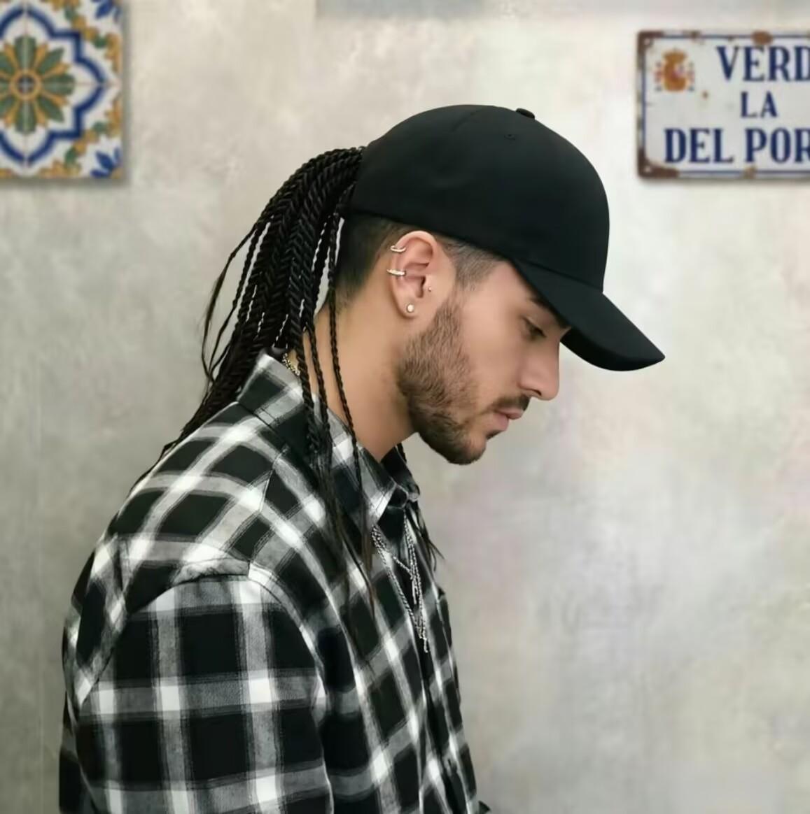 Hip-Hop Punk Baseball Cap with Braided Dreadlock Wig Adjustable Snapback High-Temperature Fiber Black Brown 35.05cm 44.96cm for Motorcycle Style Urban Fashion