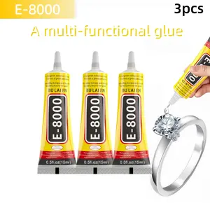 E-8000 Craft Gypsum, 3pcs Transparent Flexible Super Jewelry Glue, Suitable for Metal Fabric Plastic Acrylic Glass Crystal Jewelry Making Phone Screen Repair, Super Glue Clear