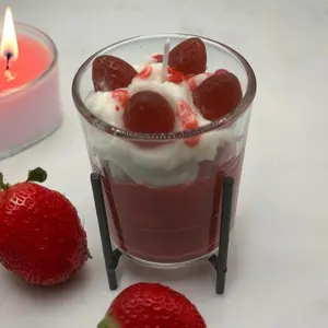 Strawberry and Cream Candle - Amazing Scent for Gift & Special Occasions - Enhances Home Environment with Delightful Aroma - Perfect for Gifting Decor Fragrance Ornaments Scented Perfume Decoration
