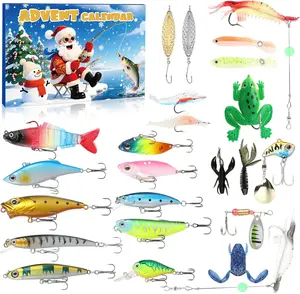 Advent Calendar 2025 Fishing Lures-24 Days of Christmas Countdown with Minnow Popper Crank Baits with Hooks _Christmas Surprise Gift For Men Father Fishing Enthusiasts Grandpa Brother Boyfriends