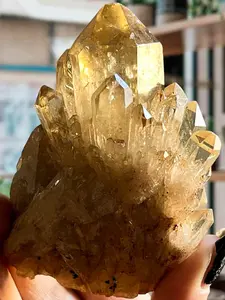 1PC Stunning Rare Citrine Cluster, Crystal Cluster, Smoky Citrine Crystalst, Crystal VUG, Mineral Specimen, Loose Gemstones，Creative Gifts and Specialty Jewelry Accessories，Perfect Home Collection Art Decoration，Unique Holiday Gift.