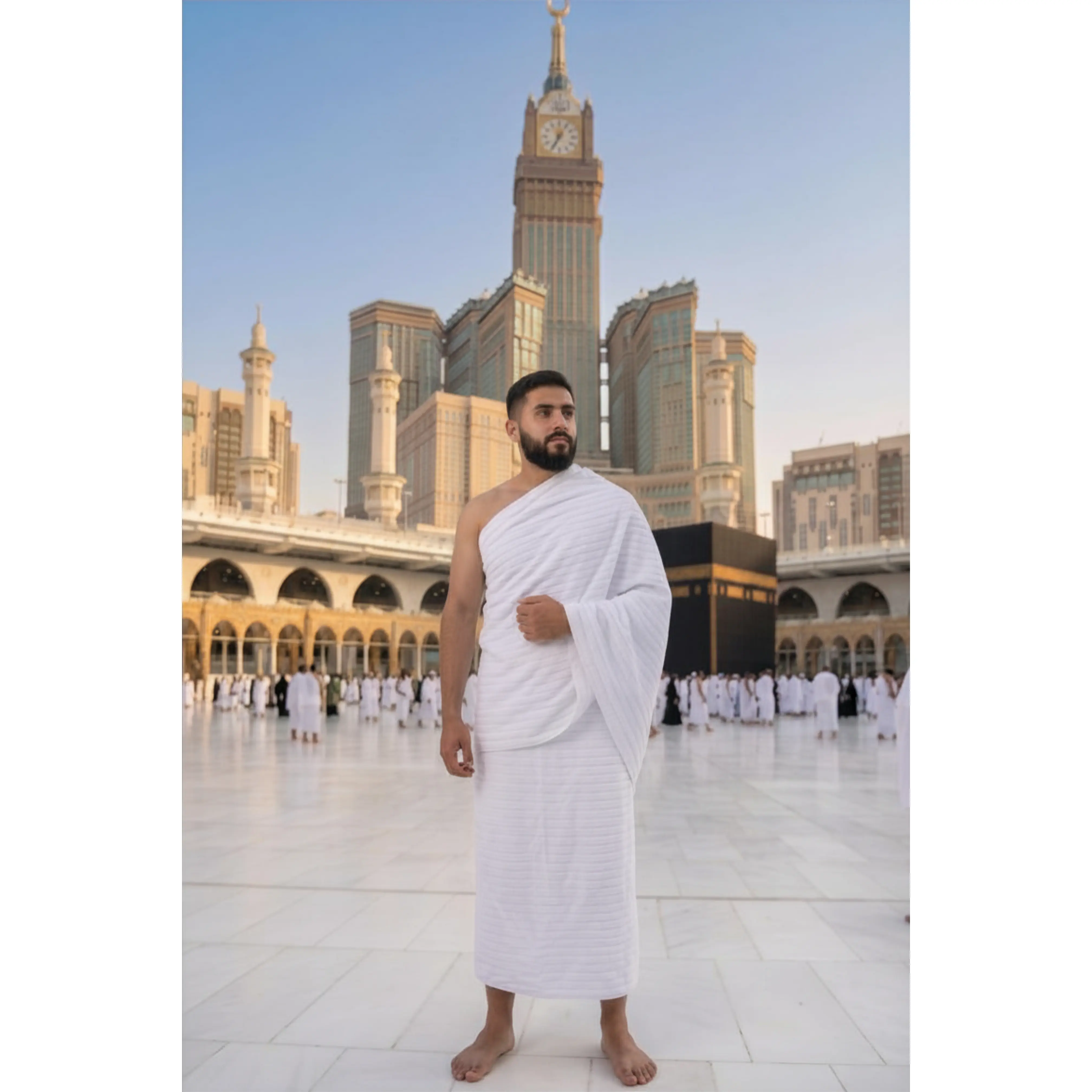 2-Piece Velcro Ihram Set for Hajj & Umrah | Lightweight with Detachable Pocket