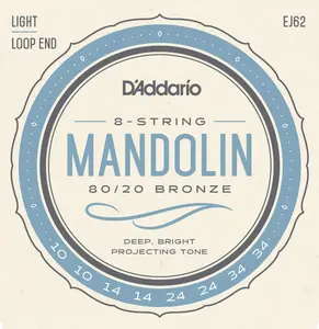 D'Addario EJ62 80/20 Bronze Mandolin Strings, Light, 10-34