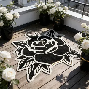Modern Rose Design Carpet, Washable Easy Clean Plush Rug, Decorative Rug, Floral Rugs, Floral Area Rug, Contemporary Art Fashion Home Decor for Living Room Bedroom