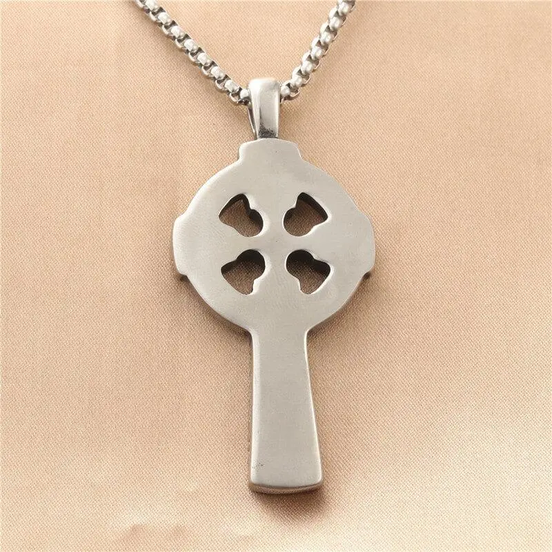 GTHIC Stainless Steel Viking Celtic Cross Pendant Nordic Triquetra Necklace for Men Women Mother's Day Gift