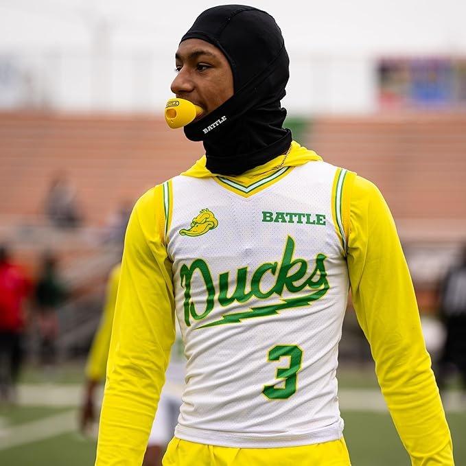 Battle Oxygen Lip Protector Mouthguard with Convertible Strap – Football and Sports Mouth Guard – Maximum Oxygen Supply – Mouthpiece Fits With or Without Braces – Impact Shield Covers Lips and Teeth