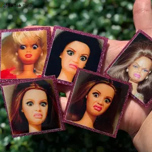 Barb Meme Badge Reel, Cringe Face, Pink Glitter, Nurse Teacher Office, Reels & Charms Co.