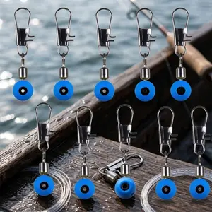 Interlocking Snap Fishing Connectors Kit - Stainless Steel Swivel Eye Snap Lock, Space Bead Hook Links for Saltwater Freshwater, Multi-Size Upgrade Tackle Set
