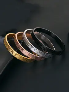 Men's Stainless Steel Roman Numeral Oval Bracelet, Stylish and Durable Accessory, Perfect for Everyday Wear, High-Quality Jewelry