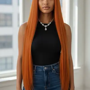 13x6 frontal 40 inches synthetic wig   heat resistant straight wig