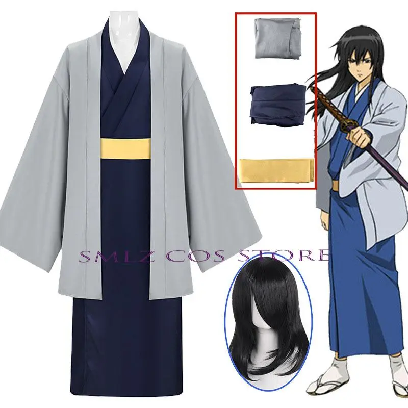 Katsura Kotarou Cosplay Costume Gintama Cosplay Blue Kimono Katsura Samurai Suit Halloween Carnival Anime Outfit for Men