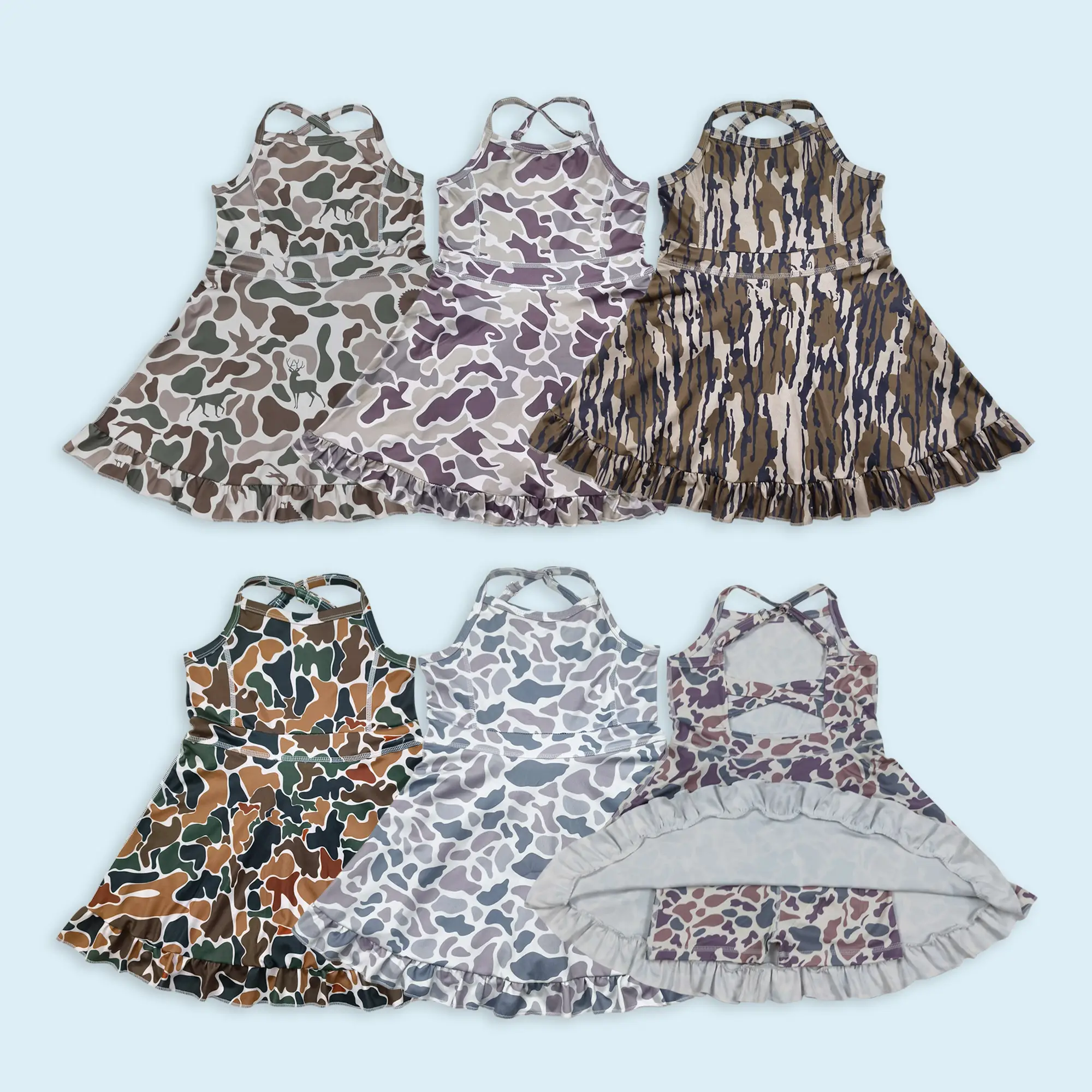 Girls camouflage active wear yoga dress athletic dress