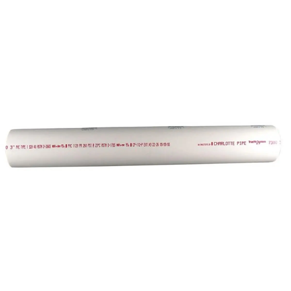 Charlotte Pipe and Foundry PVC Schedule 40 Solid Pipe - 2" x 2 ft., Approved for Pressure, DWV, Boating & Water Sports Applications, Plastic