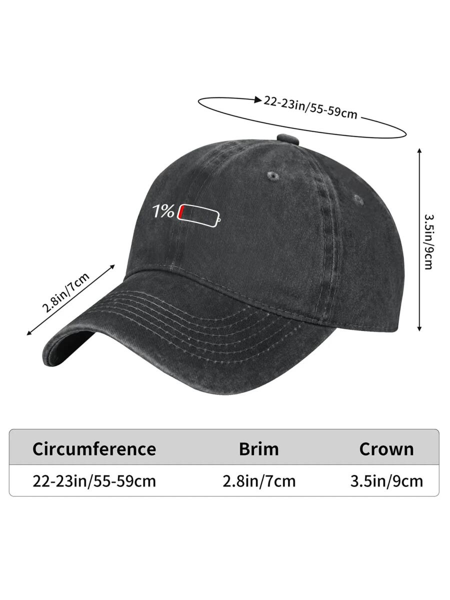 1% Low Battery Vintage Washed Dad Hat 100% Cotton Adjustable Baseball Cap for Casual Wear with Unique Design and Customizable Fit