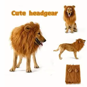 Cute Lion Head Costume for Dogs, Funny Golden Retriever Dog Hat with Ears, Pet Transformation Accessory, Fun Animal