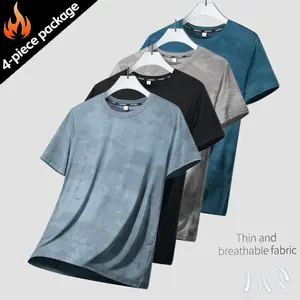 Men’s summer short-sleeve 4-pack, made from soft, skin-friendly fabric with a comfortable design. Stylish and versatile, suitable for running, fitness, everyday casual wear, business casual, and social occasions—ideal for multi-scene styling.
