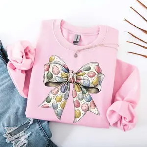 Easter Bow Sweatshirt, Coquette Easter Shirt, Gift for Women