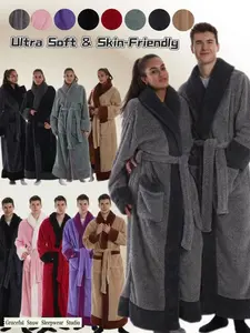 Elegant Long Robe with Collar Design, Soft Comfortable Loose Fit, with Pockets, Perfect Gift for Fall & Winter