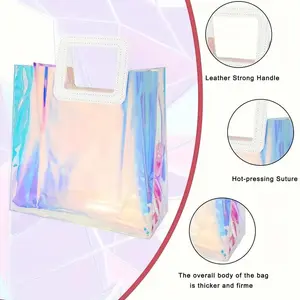 Gift Bags Set, 4-12pcs Iridescent & Holographic Design, Durable Reusable Handle Bags, Perfect for Birthdays & Holidays, Decor Gifts