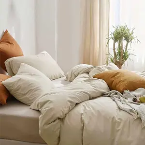 Beige Boho Comforter Queen Size, 3 Light Khaki  Collections, Lightweight Bed Quilt with 2 Pillow Shams for Women Men