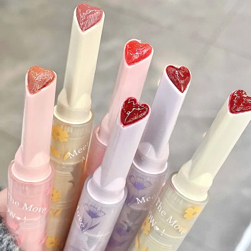 Gogo Little Bear Floral Honey Lipstick Moisturizing Hydrating Heart-Shaped Glossy Lip Balm Student Lipstick Pen
