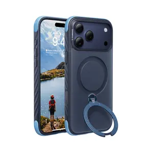 TORRAS Q3 Rugged for iPhone 17 Pro Max Case with 360 Magnetic Stand, [Tough 7X Mil-Grade Protection] Fit for MagSafe, [Anti-Slip Grippy Sides] Camera Control Button,Microfiber Lining, Deep Blue