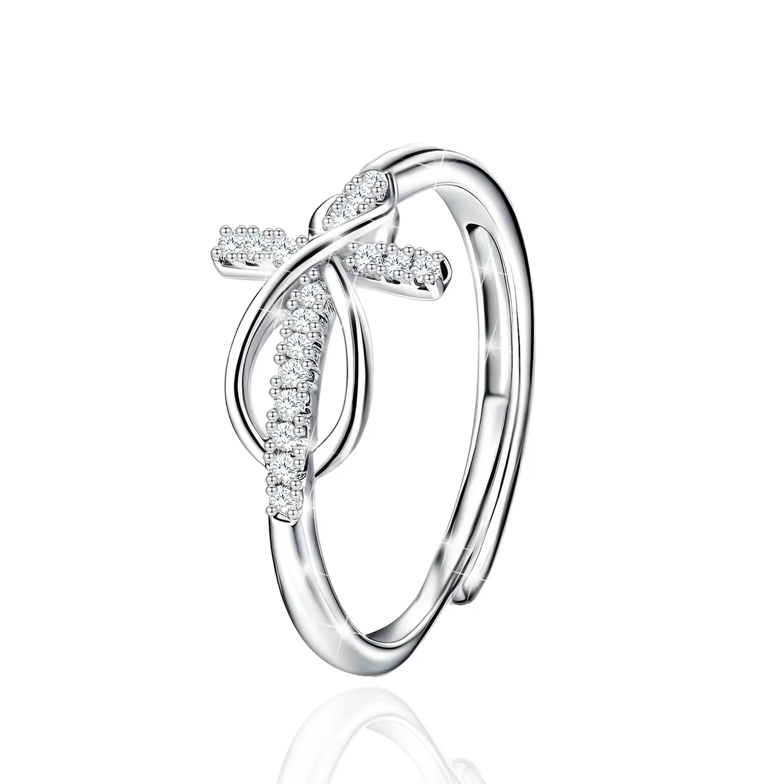 S925 Sterling Silver Fashion Faith Cross Infinity Symbol Design Ring, Fashion  Mobius Twist Couples Jewelry for Men and Women Daily Wear Clothing Decor, Trendy All-match & Exquisite Jewelry for Birthday Anniversary Christmas Gift Elegant Accessory tiktoks