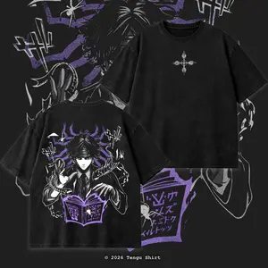 Chrollo Lucilfer Hunter x Hunter Graphic Unisex Tee Acid Washed, Dark Fantasy HxH Merch, Vintage Wash Manga T-Shirt, Oversized Anime Fashion Apparel, Viral Anime Shirt for Weeaboo