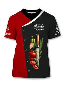 Beautiful 3D Pattern Chef Coat, Women's Cooking Lover Workwear, Slim-Fit Long Sleeve Street Style, All over Print