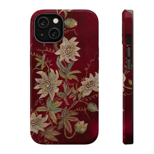 Chic Phone Case Suitable for IPhone17/16/15/14/13/12/11 Pro Promax Plus Air,White Passionflowers on Deep Red Tough iPhone Case, Passionflowers Tough Phone Case, Gift for her, vintage, retro cover