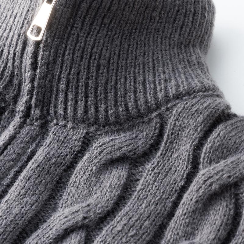 Men's Turtleneck Zip-Up Knit Sweater with Adjustable Neckline, Classic Cable Knit Pattern, Minimalist and Versatile, Perfect for Staying Warm and Stylish This Fall and Winter