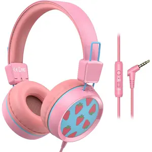 Headphones Wired for School with Microphone KH20  Stereo Safe Volume Limited 85dB/94dB Foldable Lightweight for Girl//Android/Kindle/Tablet/Pad ()