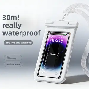 Outdoor Waterproof Phone Pouch with Adjustable Neck Lanyard Clear Bag for Swimming Camping Hiking Travel Fits Most Mobile Phones pool accessories