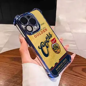 heritage Brown Coors Rodeo Banquet Retro Design Suitable For Aesthetic Electroplated TPU Casing For iphone 16 15 14 13 12 11 X XS PRO PLUS MAX Four Corners Anti-Fall Transparent Casual Soft Silicone Phone Cases Gift for men's L1449 Shockproof Cellphone