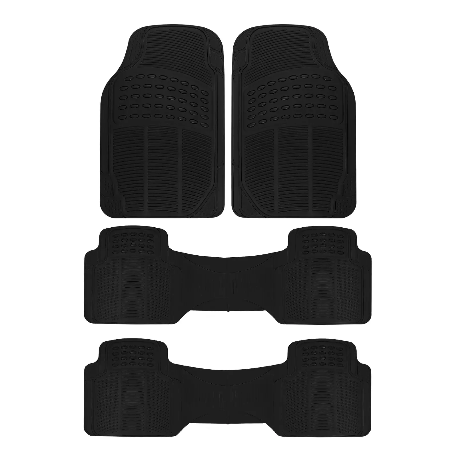 Heavy Duty Rubber Car Floor Mats 3 Row Protection for GMC Acadia - Black