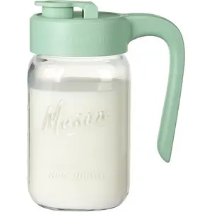 32 oz Glass Pitcher with Lid, 1 Quart Airtight Mason Jar Pitcher, Breast Milk Storage for Fridge, Ideal for Cold Brew Coffee, Iced Tea, Sun Tea, Juices