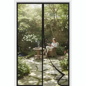 Magnetic Screen Door - Black Heavy Duty Mesh Curtain, Hands-Free Self-Closing, Tool-Free Installation, Fits Patio, Kitchen and Sliding Doors