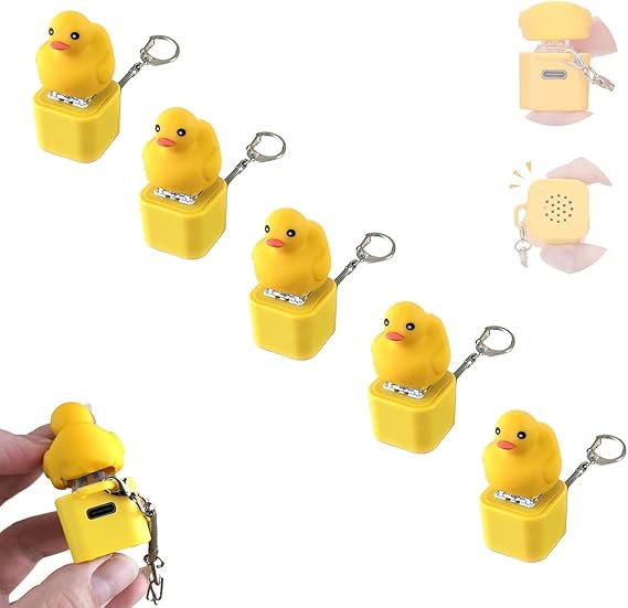 5PCS Lizard Button Keychain-USB-C Rechargeable Keychain,Adults Keyboard Clicker Reliever with Lights, Portable Anxiety Relief Toy