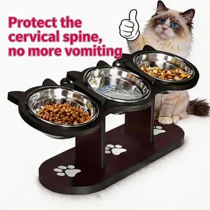 Stainless Steel Pet Bowl Set, Dual Bowls for Cats & Dogs, Durable Dog and Cat Feeding and Drinking Dish Raised Bowl for Cats