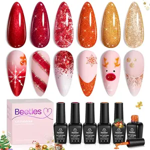Beetles Glitter Gel Nail Polish Set - Sparkle Pink Purple Blue Gel Polish Chameleon Crushed Diamond Multifunction Soak off Uv Nail Gel DIY Manicure Fall Nail Halloween Nail Black Friday Winter Nail Christmas Gift