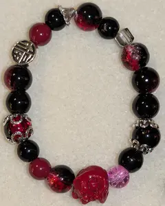 Red Black Dragon Handmade Bracelet - Model 008 - Handcrafted Design - Unique Patterns and Styles