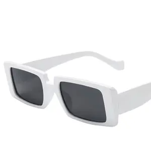 White Retro Rectangular Sunglasses