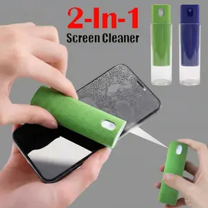 All-In-1 Multifunctional Screen Cleaner with Protective Shell Microfiber Flannel Wipe & Internal Bottle for Smartphone Tablet Digital Camera Portable Fingerprint-proof Cloth Reusable Washing Handy Protector Cleaning Kit