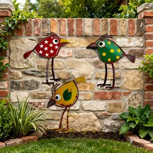 Iron Art Bohemian Style Three Birds Garden Wall Decor, Elegant Outdoor Decoration for Walls and Fences, Unique Home Ornament
