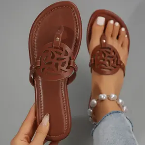 Stylish Womens Leather Flat Sandals - Soft, Breathable, Comfortable, Dressy Thong Sandals for Warm Weather, Beach, Pool, Outdoor Activities - Perfect for Casual, Formal Occasions