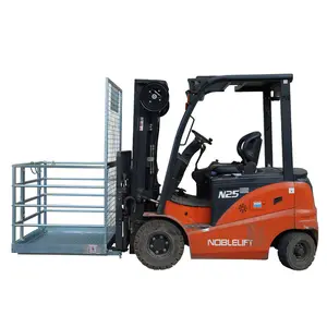 LANDY Forklift Man Basket - 48x45in 2-Person Work Platform Lift Cage, Metal Frame, 550lb Capacity, Handrails, Locking Pins, Safety Mesh, Construction Maintenance Safety Attachment