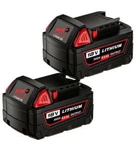 2Pack 6.0Ah Replacement Milwaukee Battery for M-18 18V Lithium 48-11-1862 48-11-1852 48-11-1882 Cordless Tools with LED Display & Protection